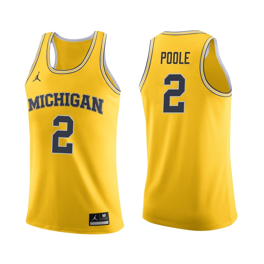 Michigan Wolverines Men's NCAA Jordan Poole #2 Maize College Basketball Jersey RJM0049DZ
